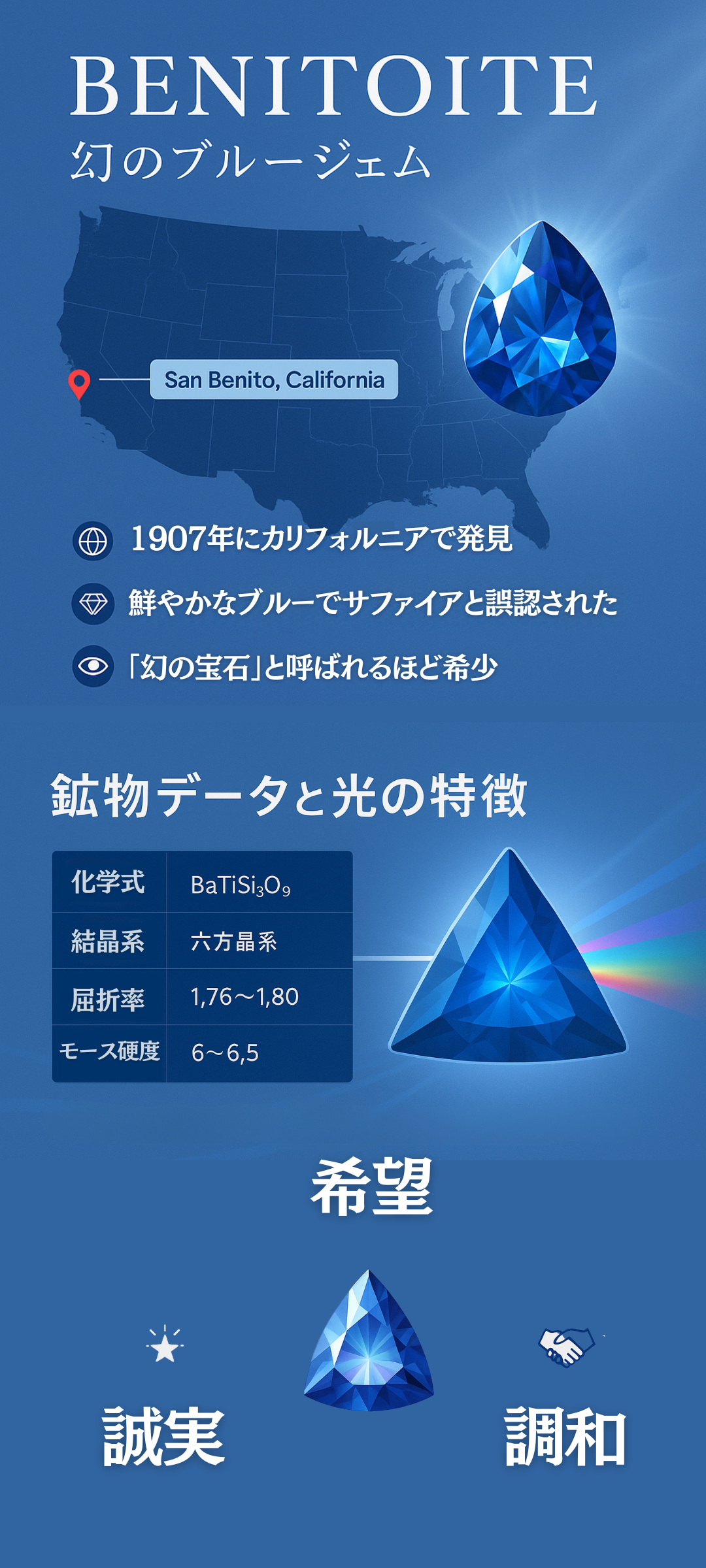 ベニトアイトの石言葉と意味|希少な青い宝石の魅力を解説