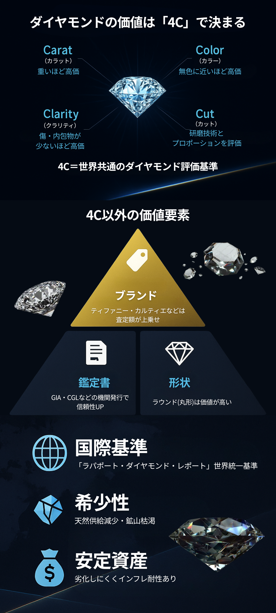ダイヤモンドの価値はどう決まる？評価基準と相場を徹底解説