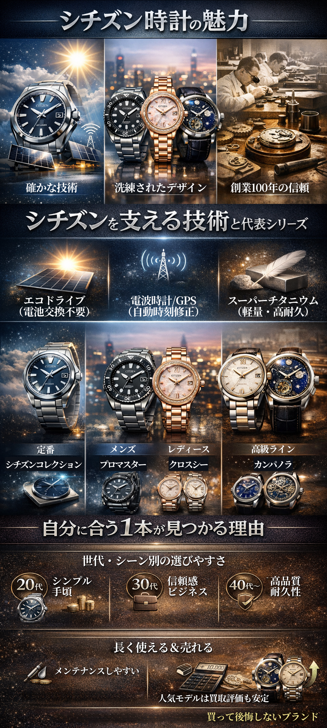 シチズンの時計の魅力とは?腕時計の特徴と人気モデル・選び方を徹底解説