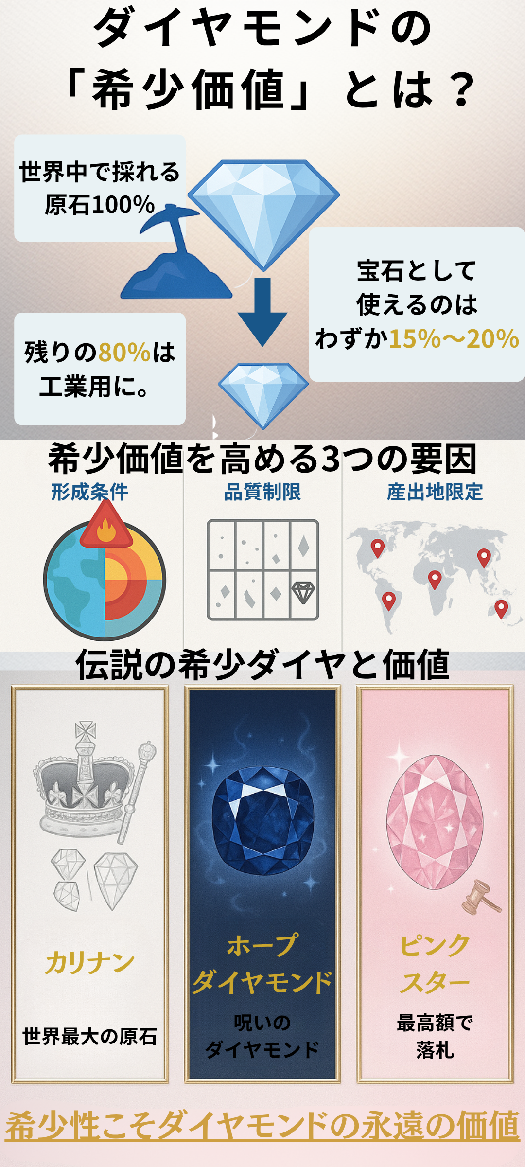 ダイヤモンドの希少価値とは？色別の価値と希少性が高い理由を解説