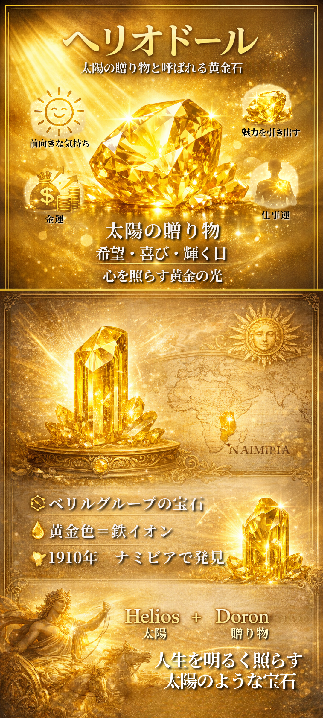 ヘリオドールの石言葉とは？太陽の贈り物と呼ばれる黄金石の意味や効果、魅力を解説