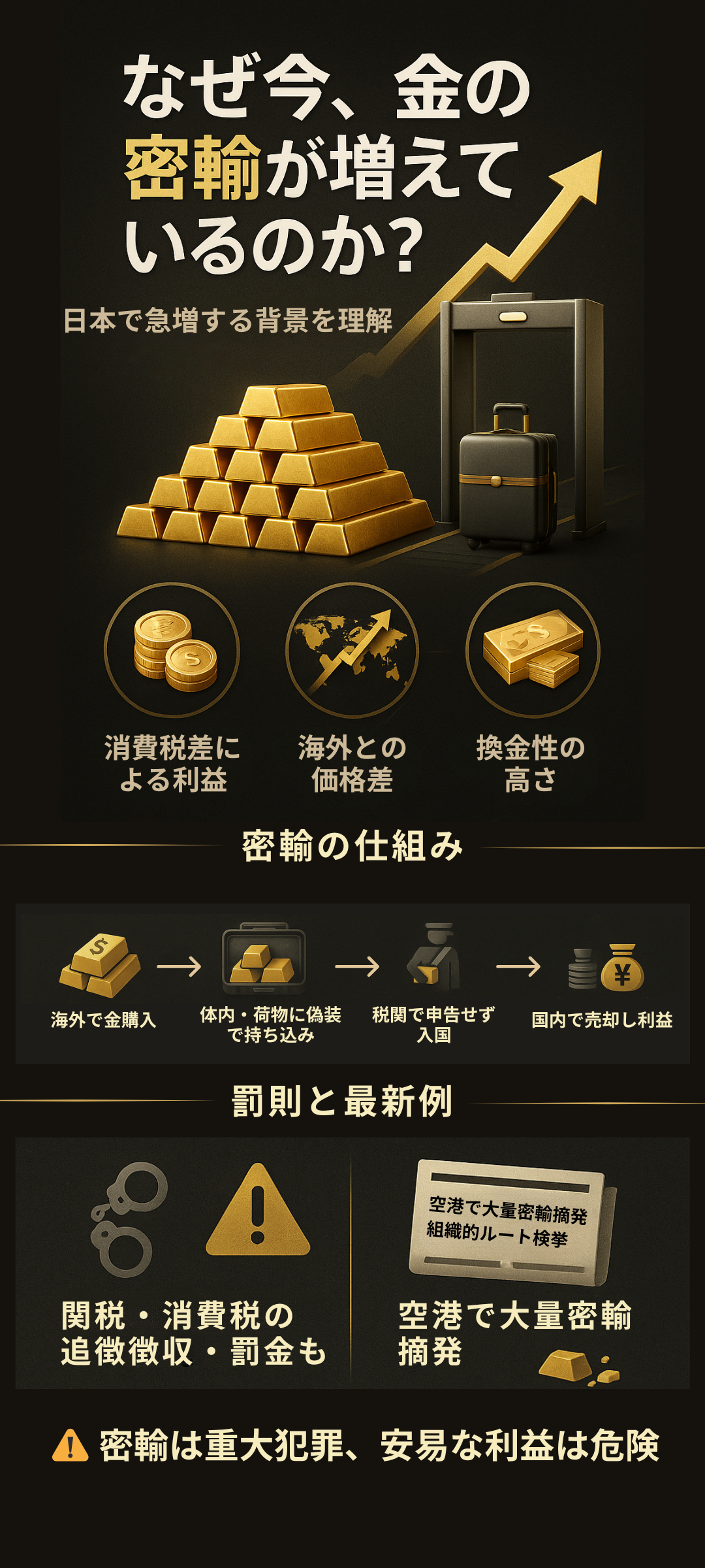 日本で金の密輸が増加する理由とは？仕組み・罰則・最新事例を徹底解説
