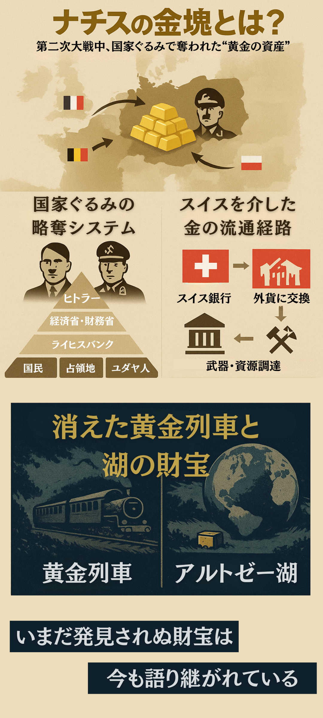 ナチスの金塊の行方と実態|歴史に残る財宝の真相を解説