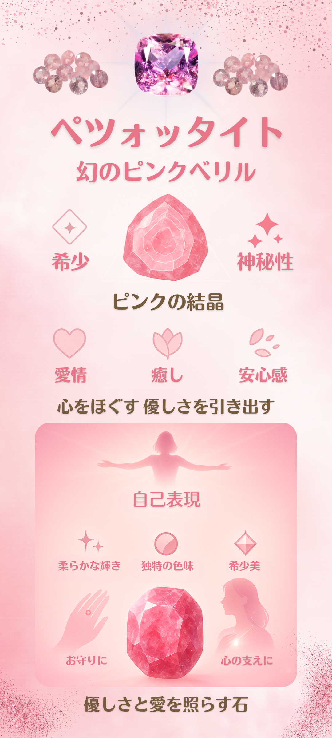 ペツォッタイトの石言葉とは？幻のピンクベリルがもたらす意味と魅力