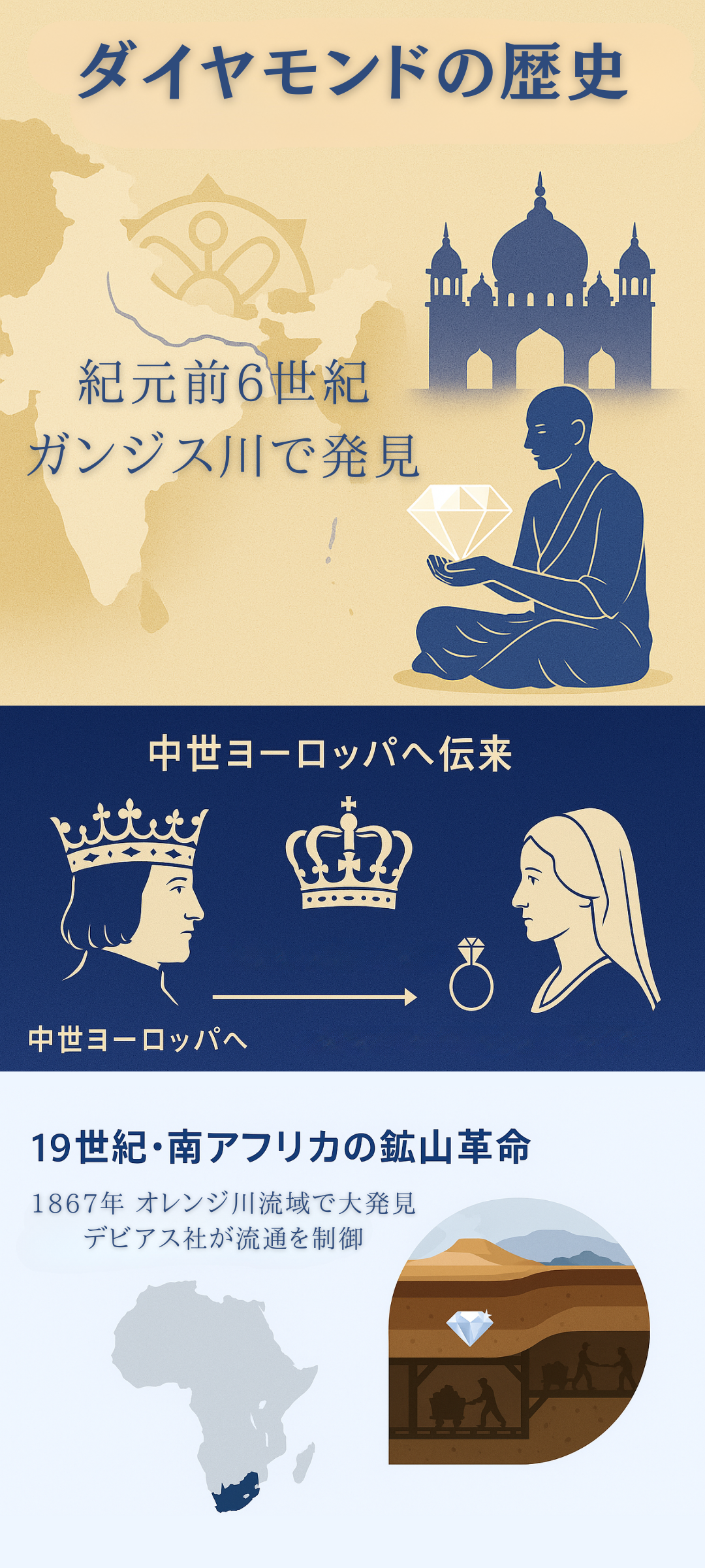 ダイヤモンドの歴史とは？人類を魅了してきた輝きの起源と価値の変遷