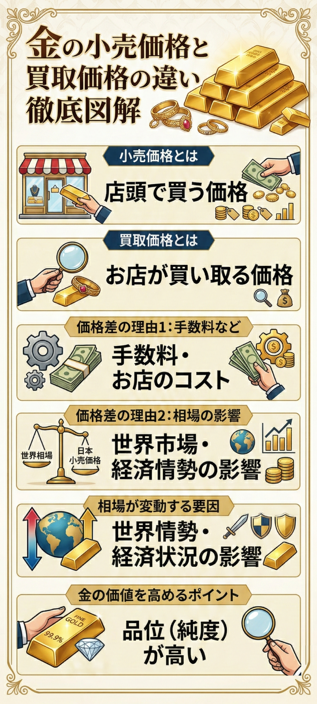 金買取は「相場」をチェック!ポイントとなる「品位」についても解説