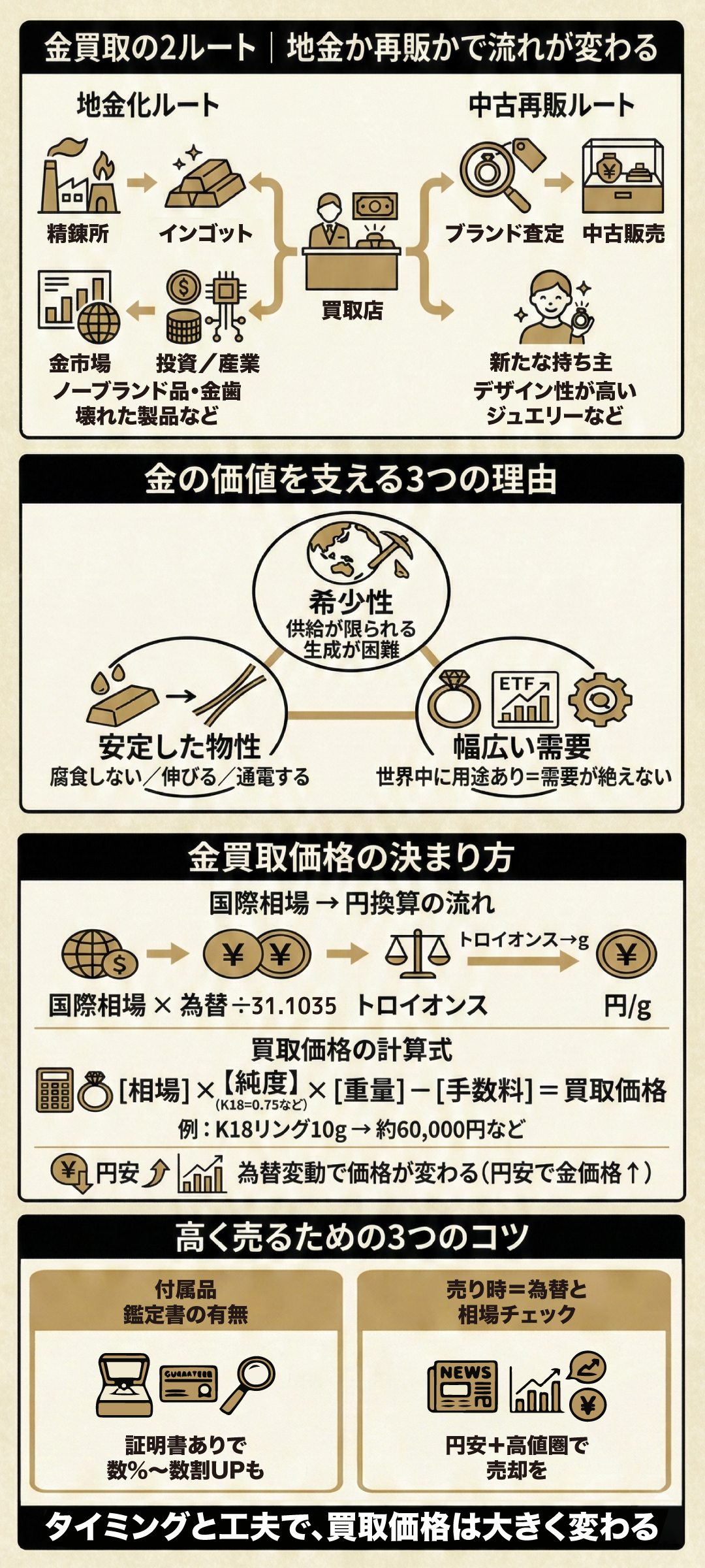 金買取の仕組みとは？価格が決まる流れと業者の利益構造・相場の基準を詳しく解説