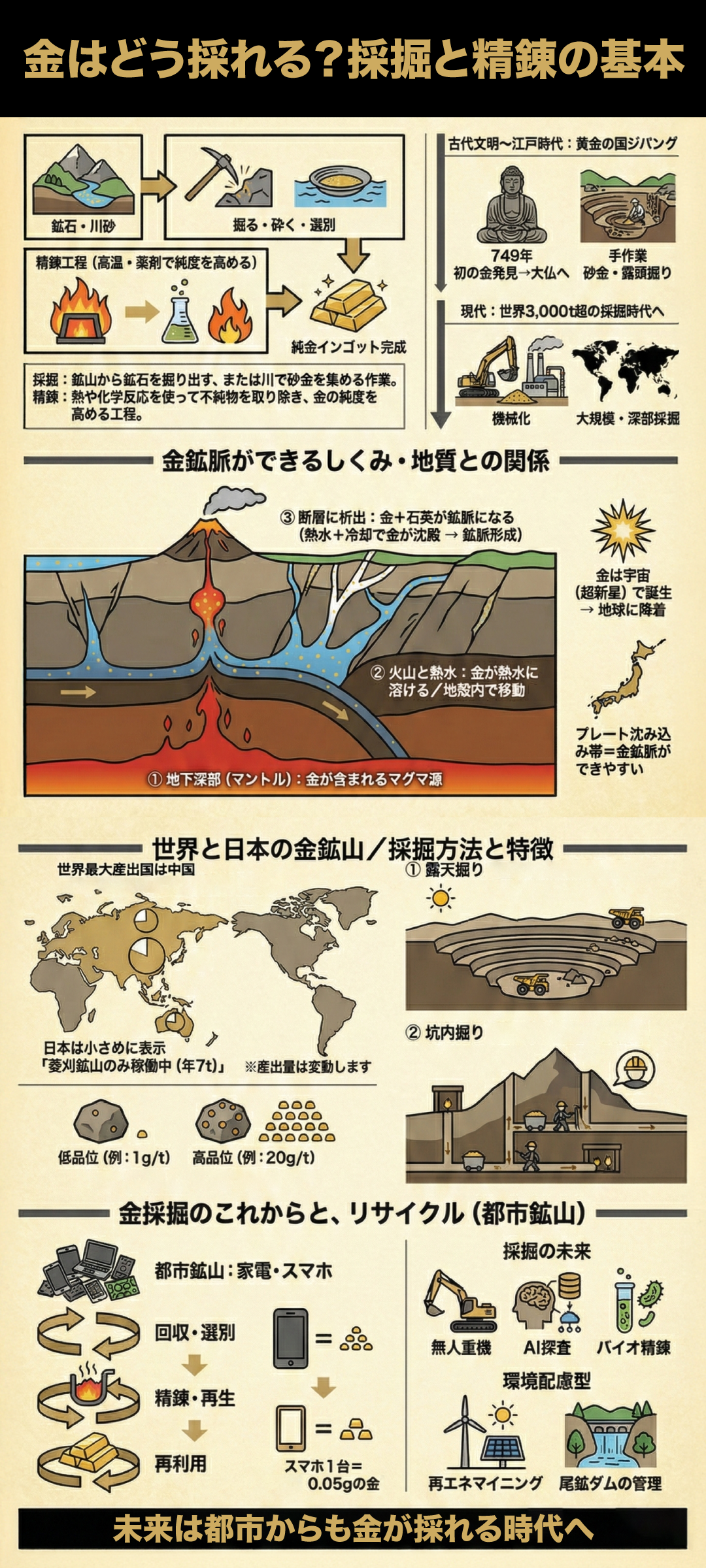 金の採掘について｜日本と世界の鉱山・採掘方法・環境問題まで徹底解説