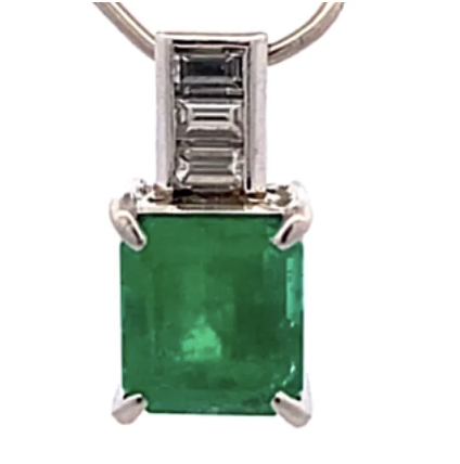 Pt・Pm900 エメラルド ダイヤ ネックレス/ペンダントトップ 2.97ct