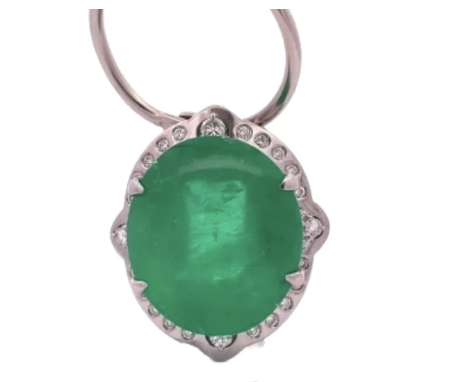 Pt・Pm900 コロンビア産エメラルド・ダイヤ ネックレス/ペンダントトップ 55.82ct 1.04ct