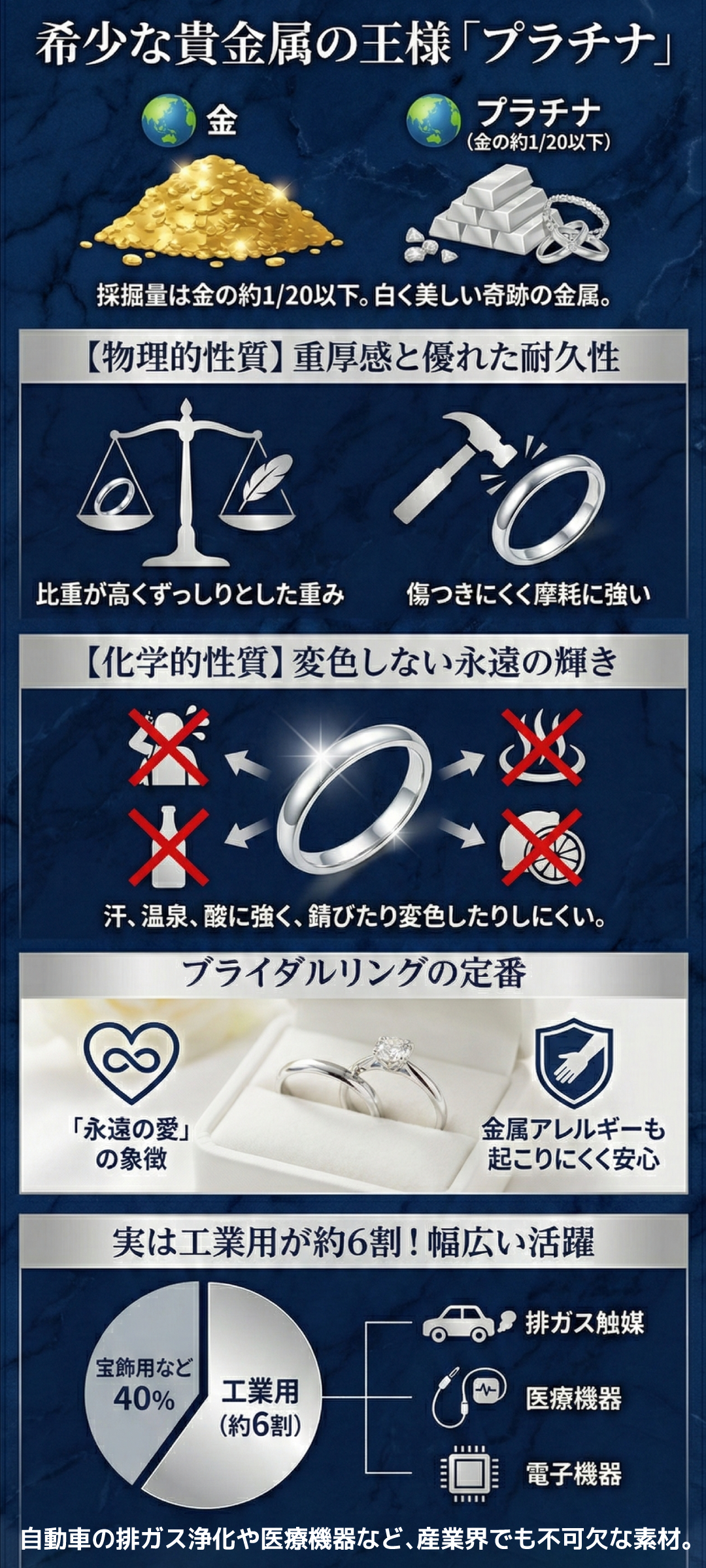プラチナとは？希少性や特徴、用途から指輪に選ばれる理由までわかりやすく解説