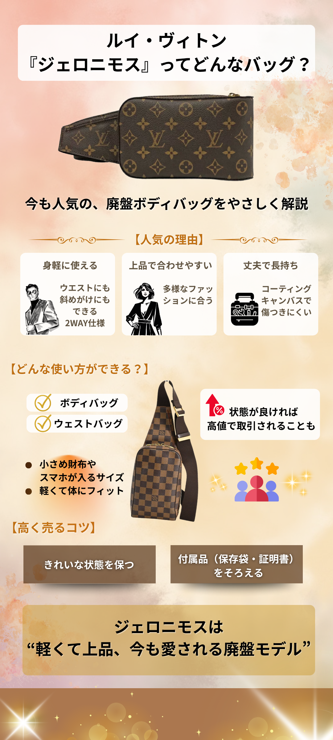 ルイ・ヴィトン「ジェロニモス」を徹底解説｜人気の理由・サイズ感・使い方・相場傾向と高く売るコツ