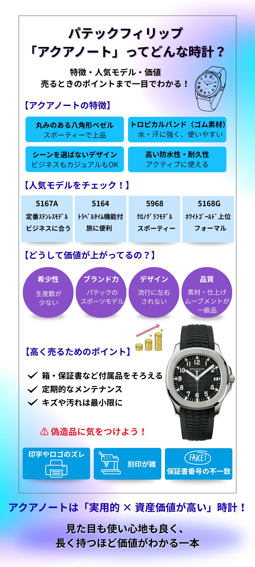 パテックフィリップ「アクアノート」の特徴とは？人気モデル・資産価値・買取相場まで解説