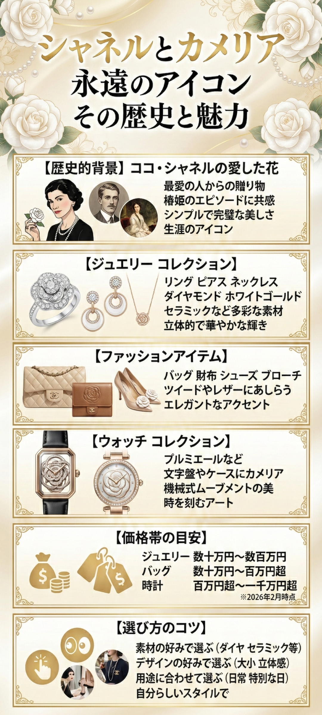 シャネルはなぜ「カメリア」の花をブランドアイコンに?カメリアコレクションの定番アイテムなどを紹介