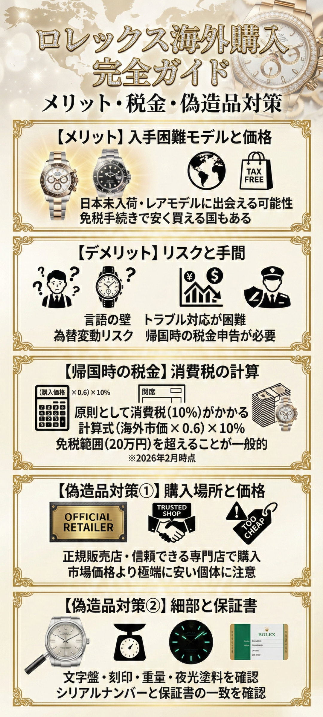 ロレックスは海外で買うとお得？正規店が安い？購入時の注意点と税金事情