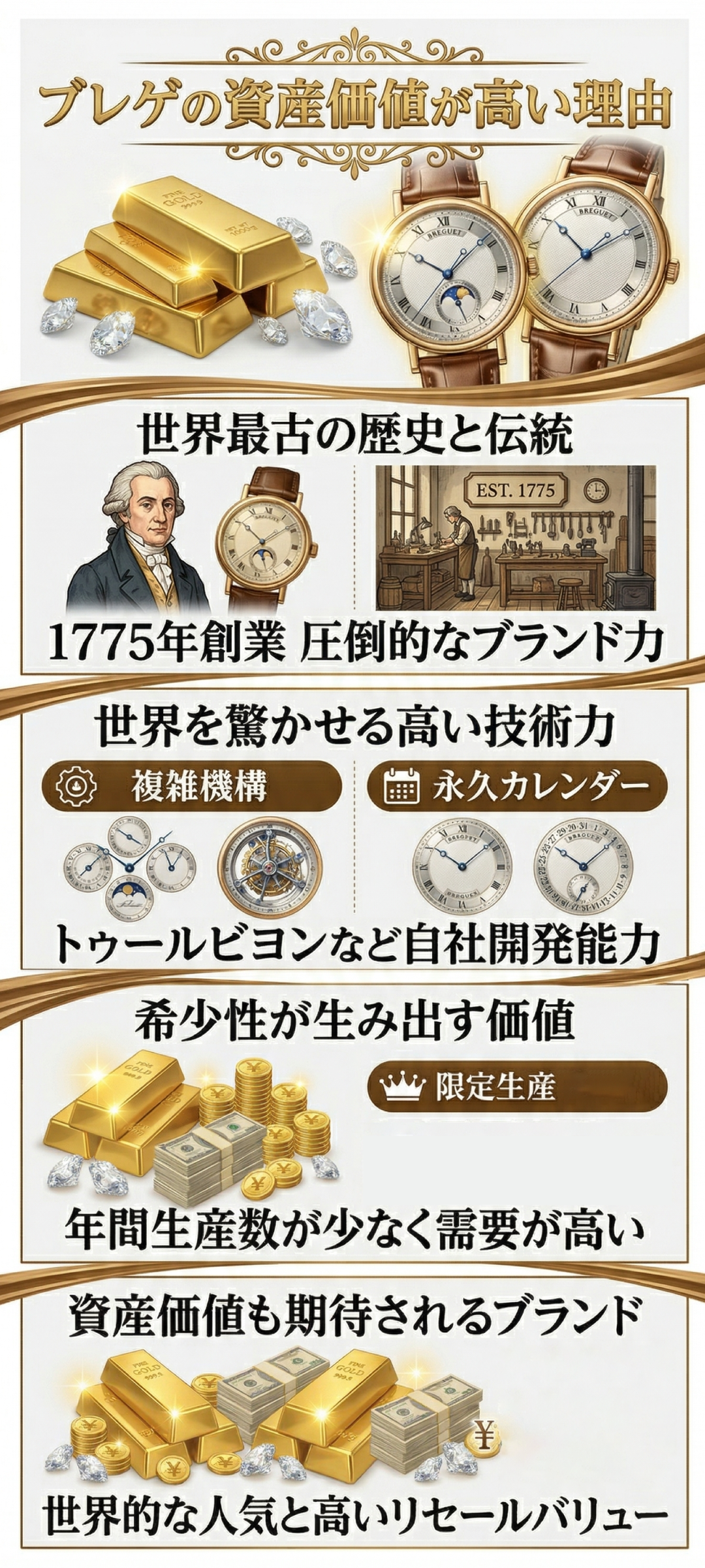 ブレゲの資産価値は高い?ブレゲの特徴や代表的なモデルとともに解説