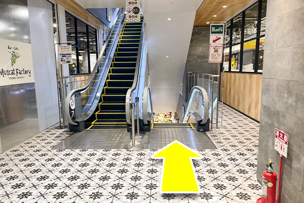 入ってすぐエスカレーターがあるので地下1階に行きます。