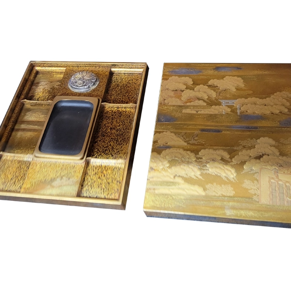 輪島塗 金蒔絵梨地硯