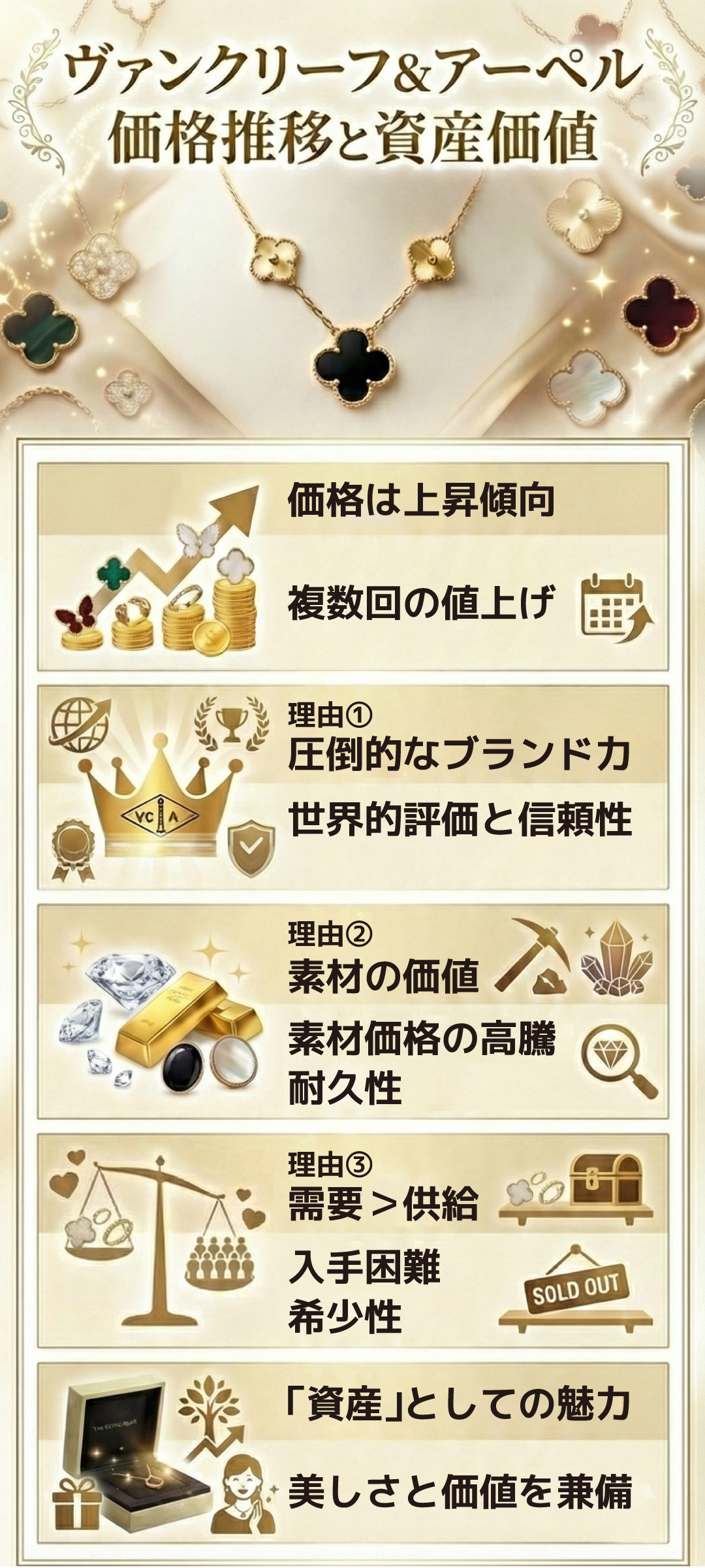 ヴァンクリーフ＆アーペルの値上げと高い理由とは？価格推移と値崩れしにくいモデルを解説