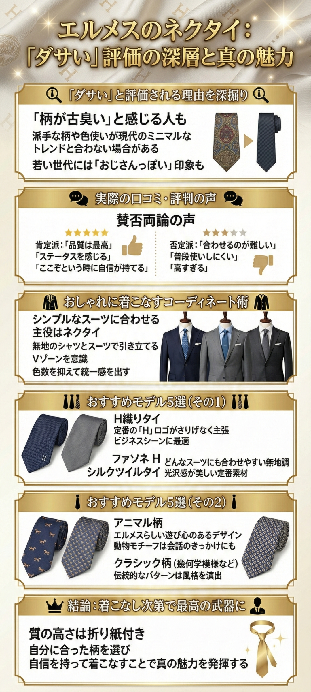 エルメスのネクタイが「ダサい」は誤解？評判からおすすめまで徹底紹介！