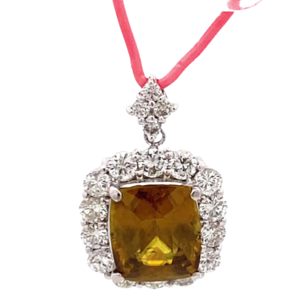 Pt･Pm900 スフェーン・ダイヤモンド ネックレス/ペンダントトップ 5.63・D1.69ct