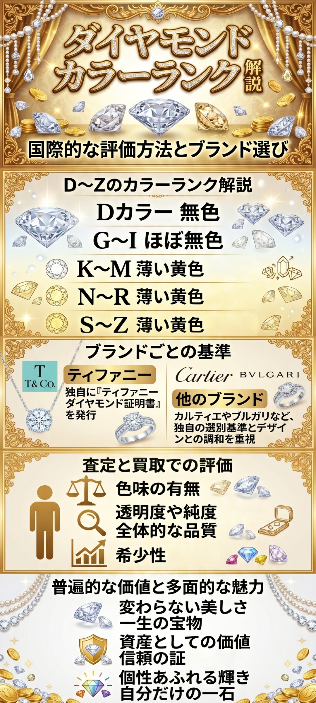 ダイヤモンドカラーグレードの基準とは？ランクや色の違いから選び方まで徹底解説
