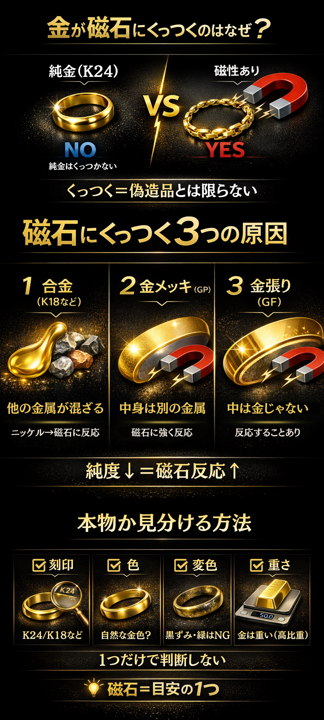 金製品に磁石がくっつく理由とは？偽物を見分ける方法もご紹介