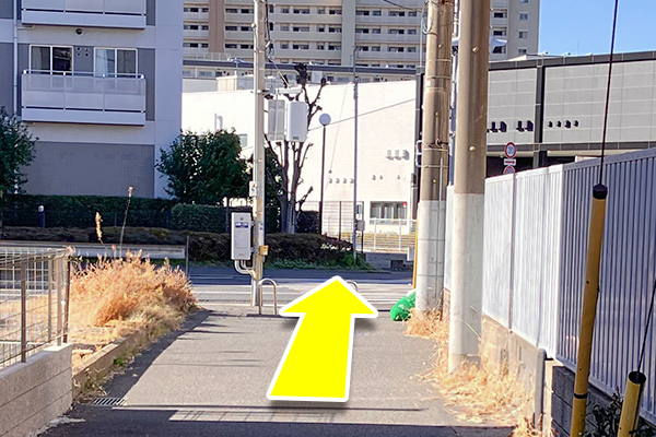 目の前の信号機を渡って頂き右折してください。
