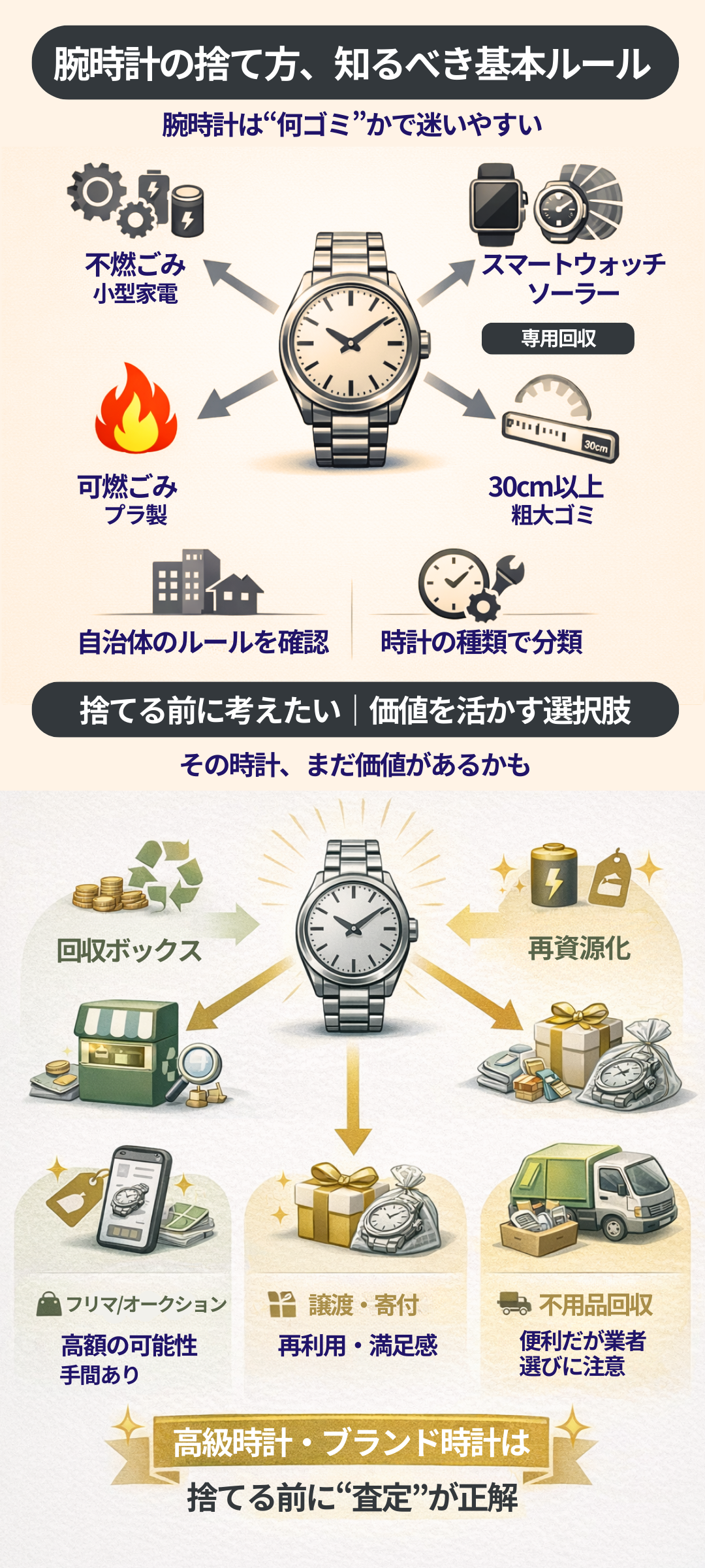 腕時計の捨て方と処分ルールとは？ゴミ分別の判断方法と買取業者を利用するメリットを解説