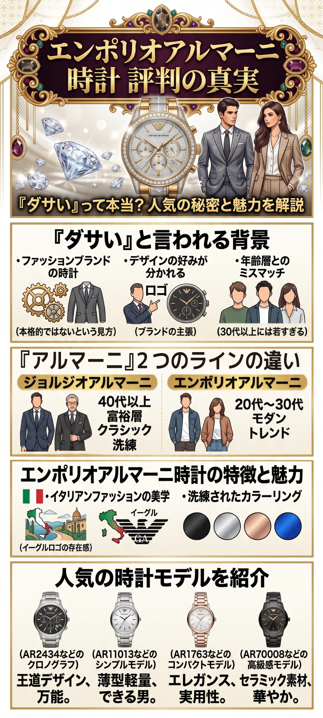 エンポリオアルマーニの時計がダサいと言われる理由とは？特徴や人気モデルも解説