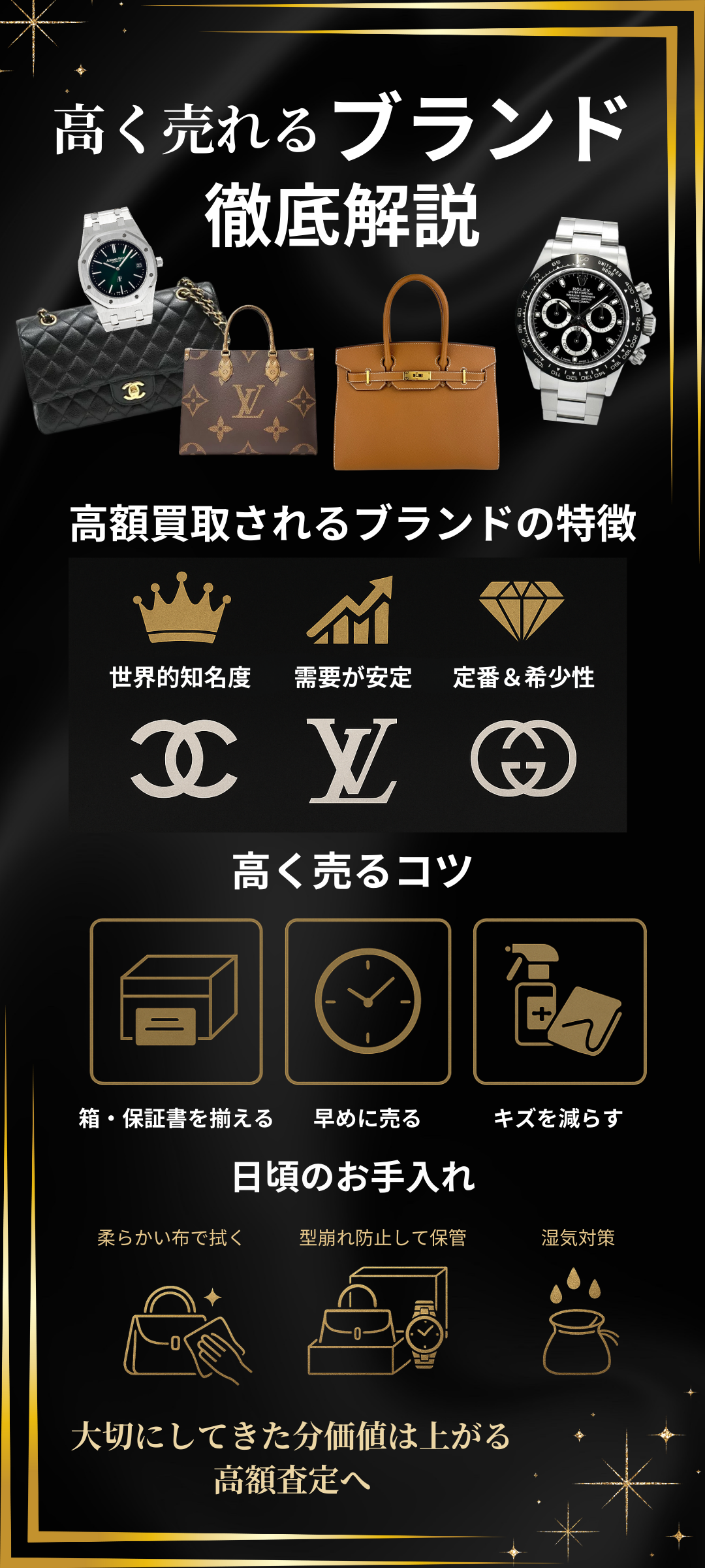 高く売れるブランドを徹底解説！高額買取のコツやお手入れ方法もご紹介