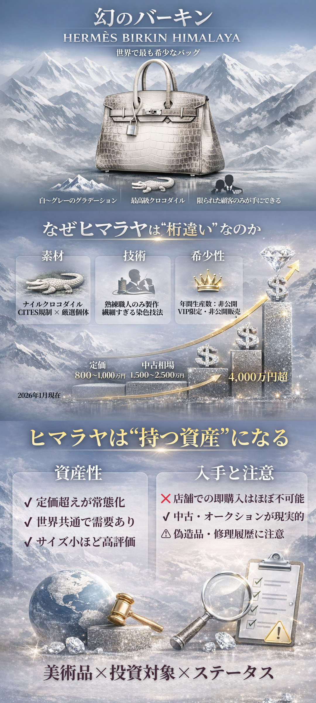 エルメスのヒマラヤの定価や買取価格は？幻のバーキンの魅力を解説