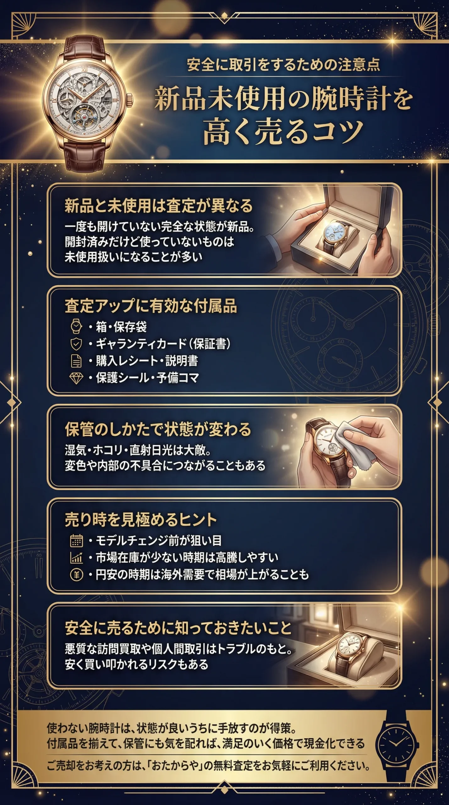 新品未使用の腕時計を高く売るためのポイントとは？安全に取引をするための注意点もご紹介