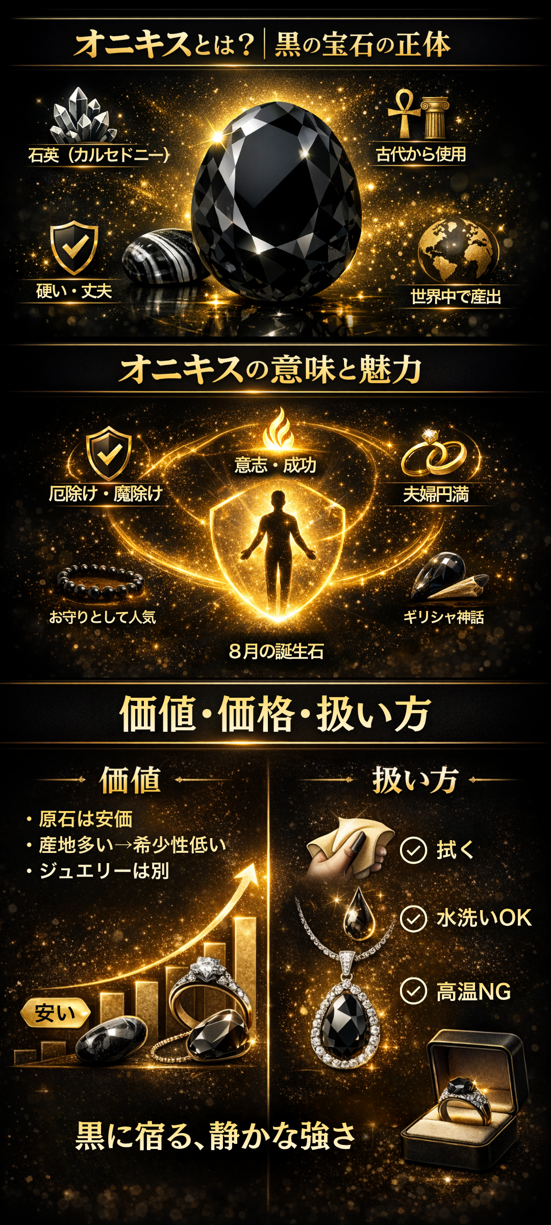 オニキスとはどんな宝石?特徴・意味・価値から高価買取のポイントまで徹底解説