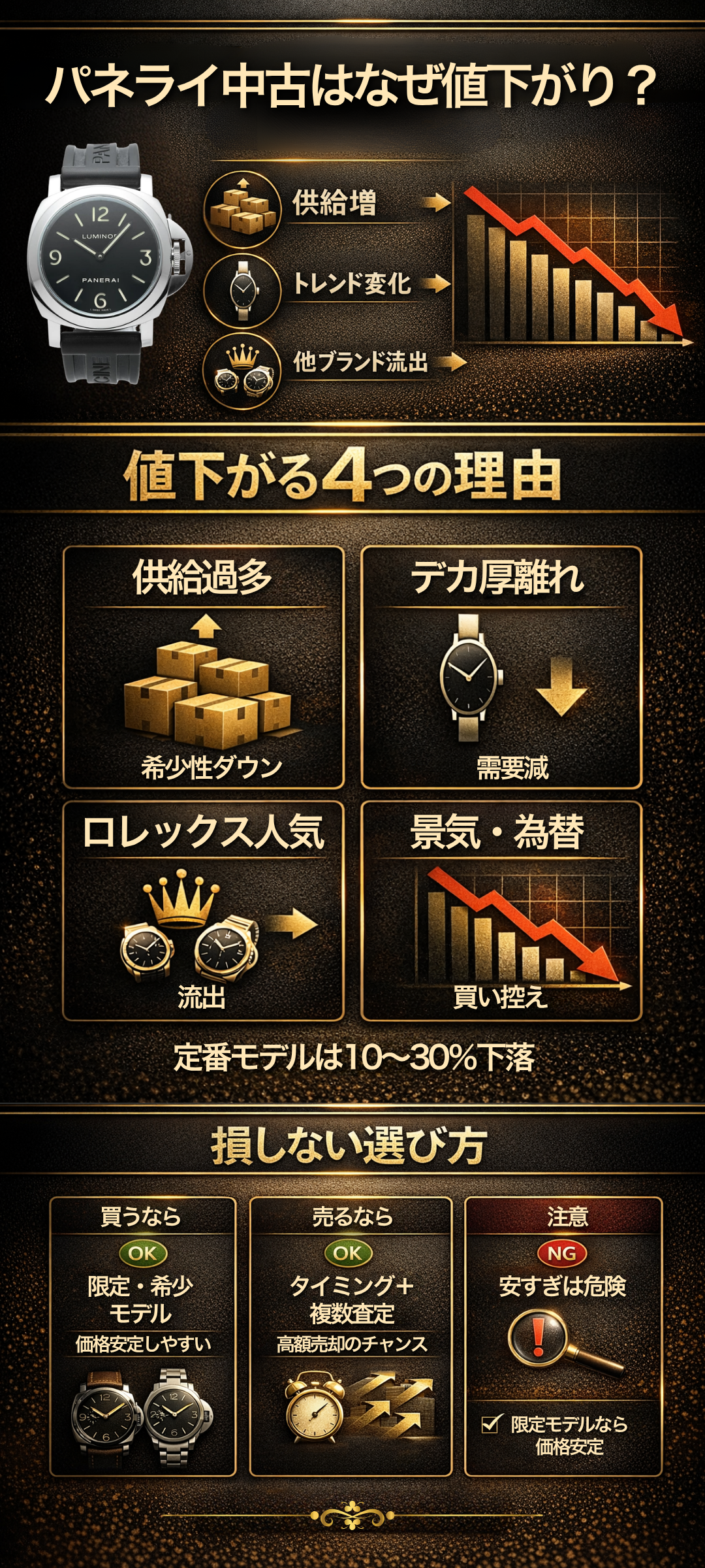 パネライの中古はなぜ値下がりする?安くなる理由や価格相場と買取価格を詳しく解説
