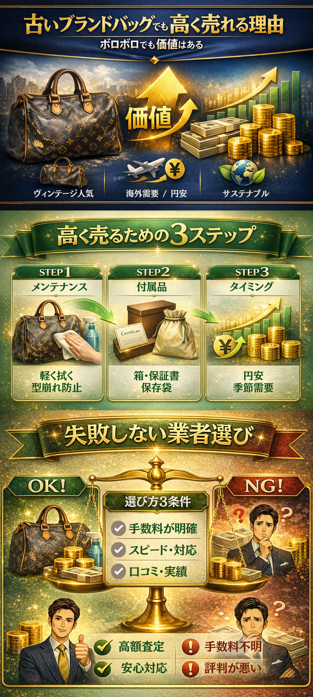 古いブランドバッグ買取おすすめ業者の特徴とは？高く売れる店の比較ポイントを解説
