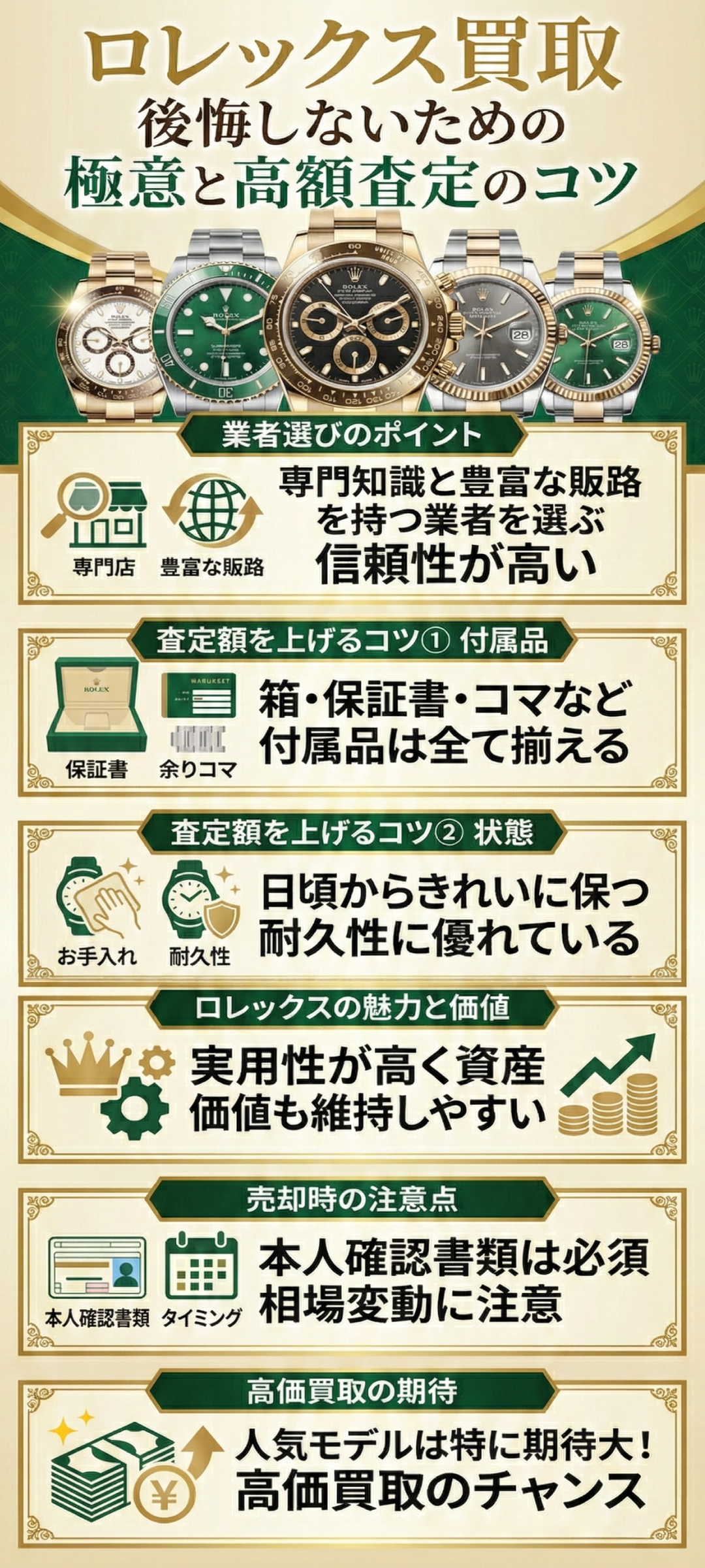 ロレックスを一番高く買取してもらう方法とは？買取店の選び方や注意点を徹底解説