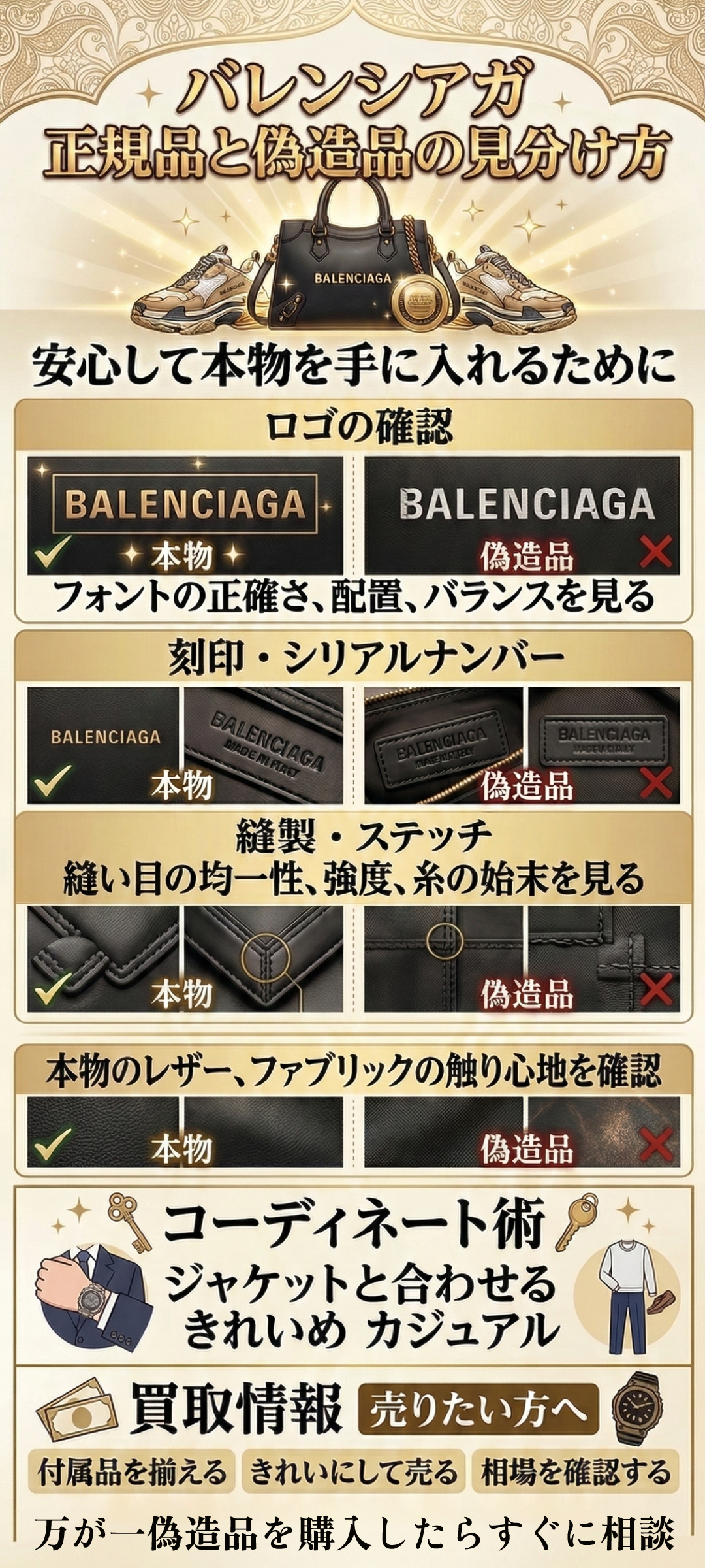 バレンシアガの偽物の見分け方とは？ロゴ・刻印・縫製の識別ポイントとシリアルナンバーの違いを解説