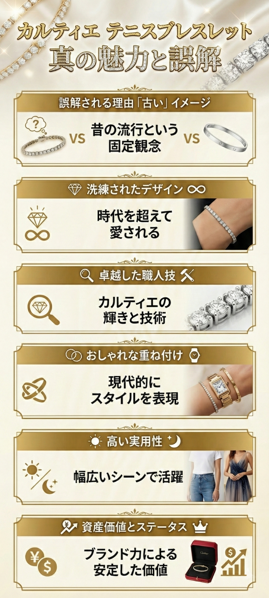 カルティエのテニスブレスレットがダサいと言われる理由とは？特徴・歴史・人気の理由もご紹介