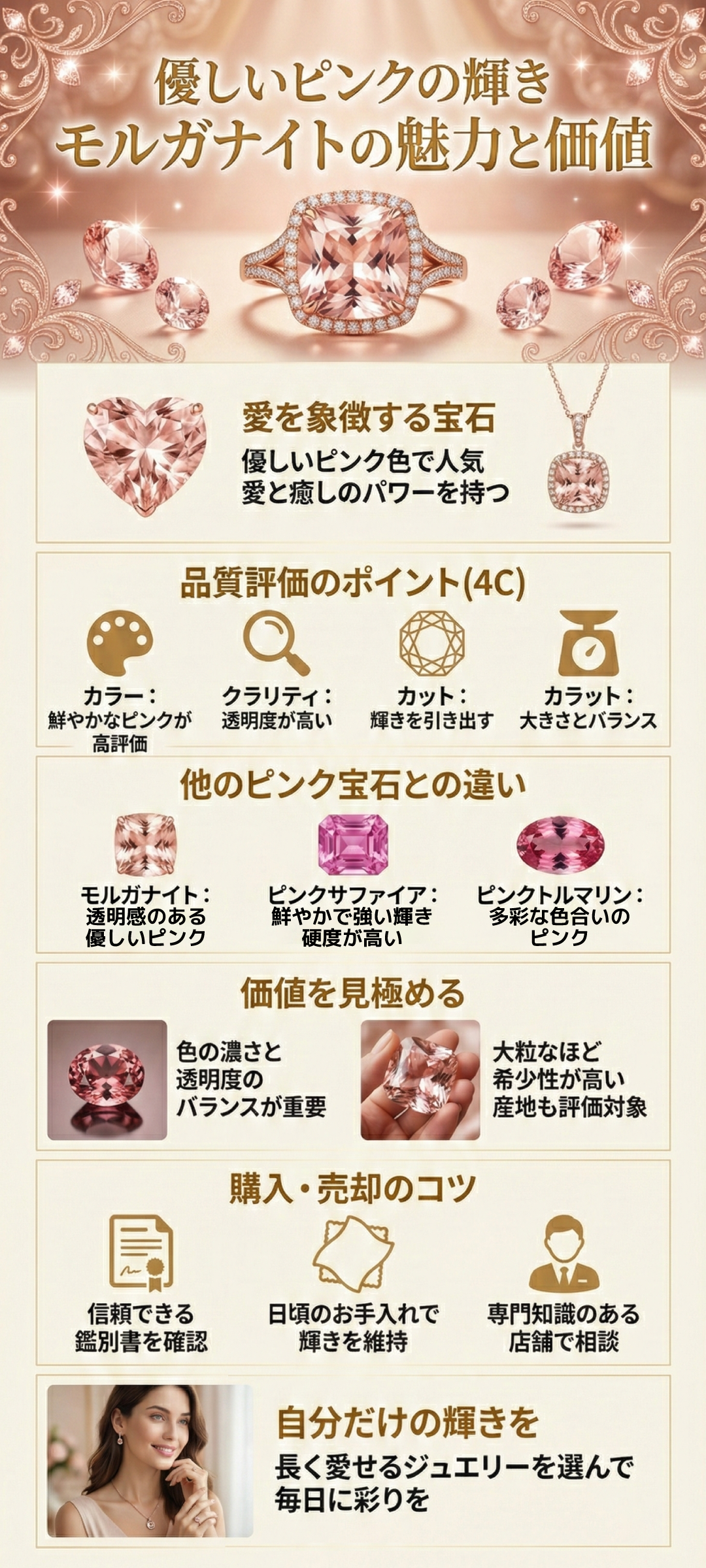 モルガナイトとは？リングやネックレスの魅力、ピンク系宝石との違いや価値も解説
