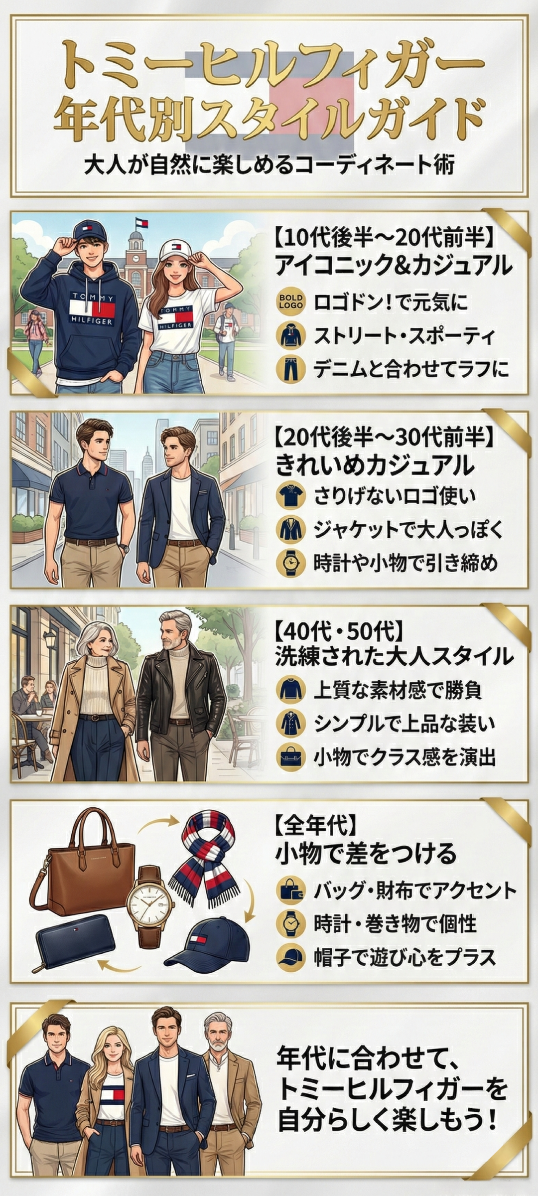 トミーヒルフィガーの年齢層ガイド｜年代別おすすめの財布やジーンズ・バッグの選び方