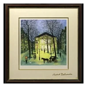 絵画 ミッシェル・ドラクロワ The Place Dancourt theater in the Fall