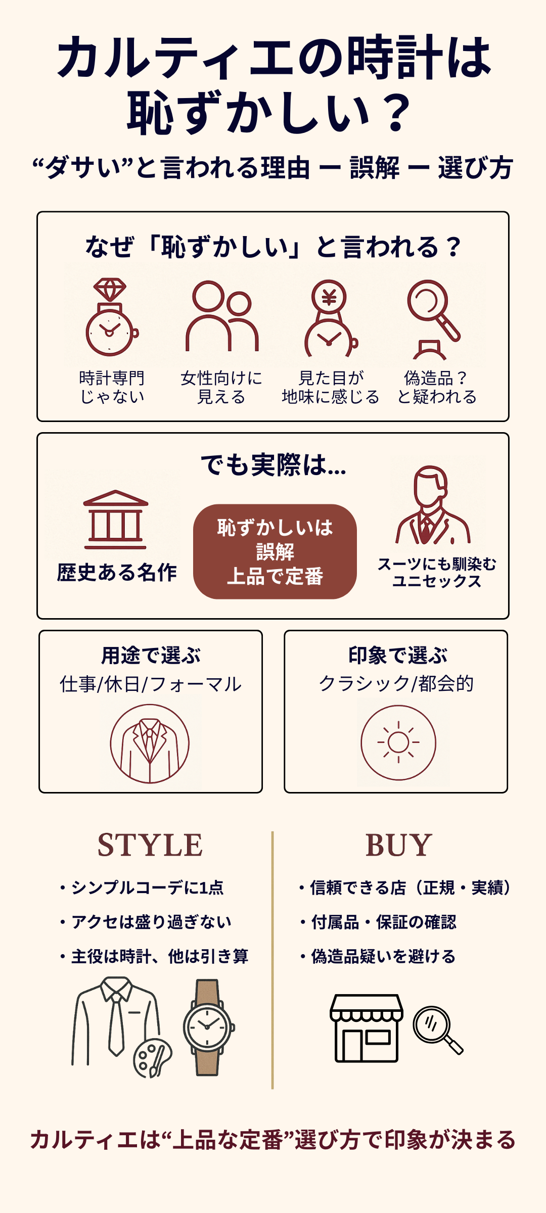カルティエの時計は恥ずかしい？ダサいと言われる理由と選び方のコツを徹底解説