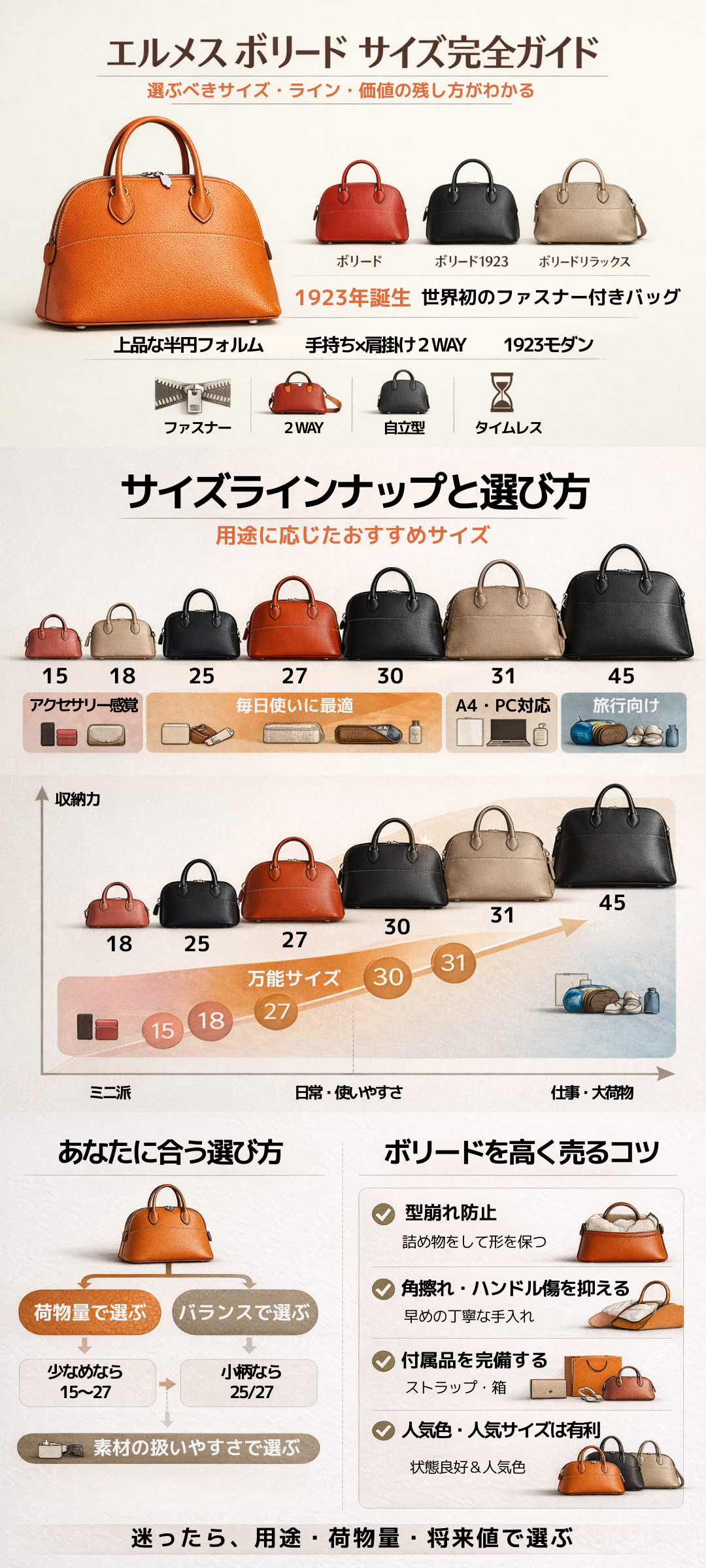 エルメス ボリードのサイズ一覧｜全サイズの寸法・収納力比較と選び方・買取のポイント