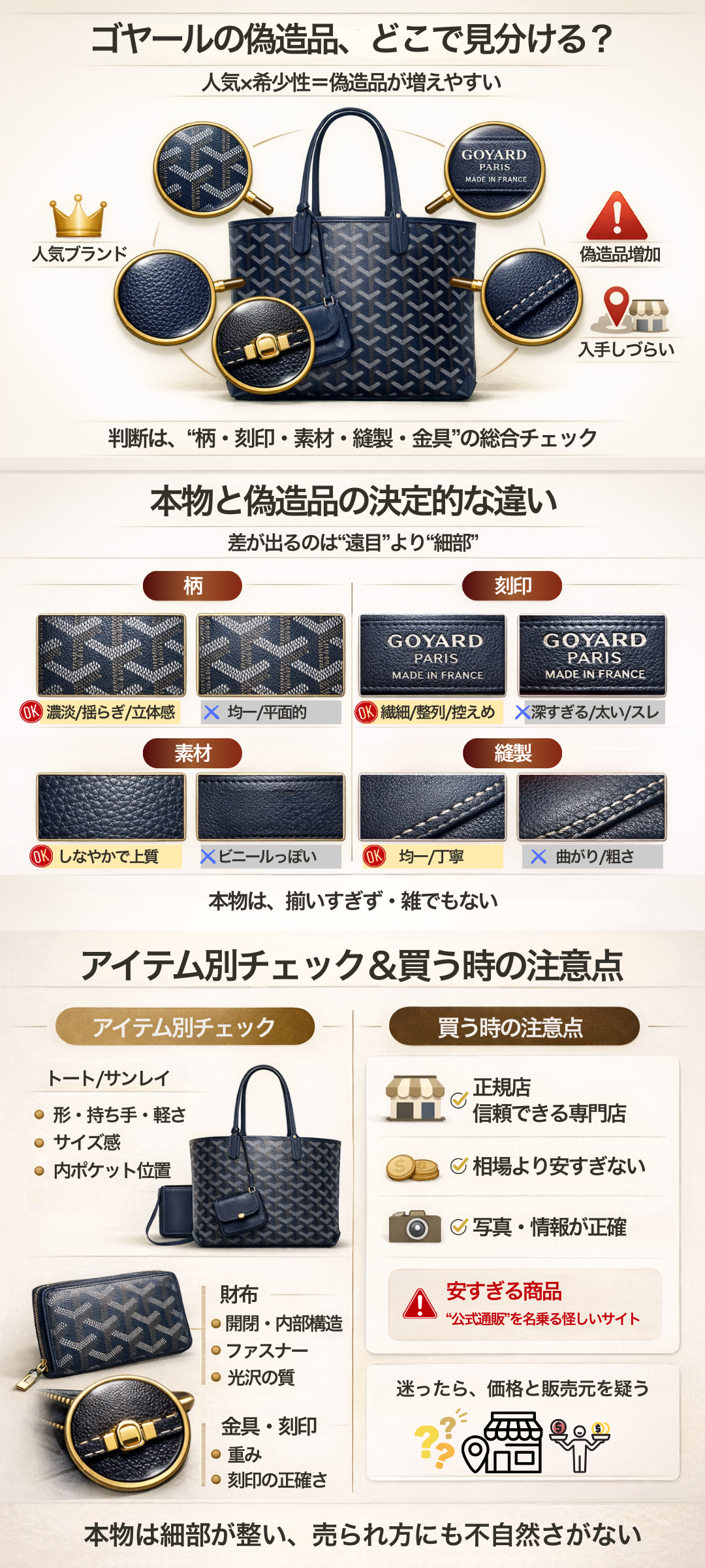 ゴヤールの偽物を見分ける方法を解説！トートバッグや財布など本物との違いとは？
