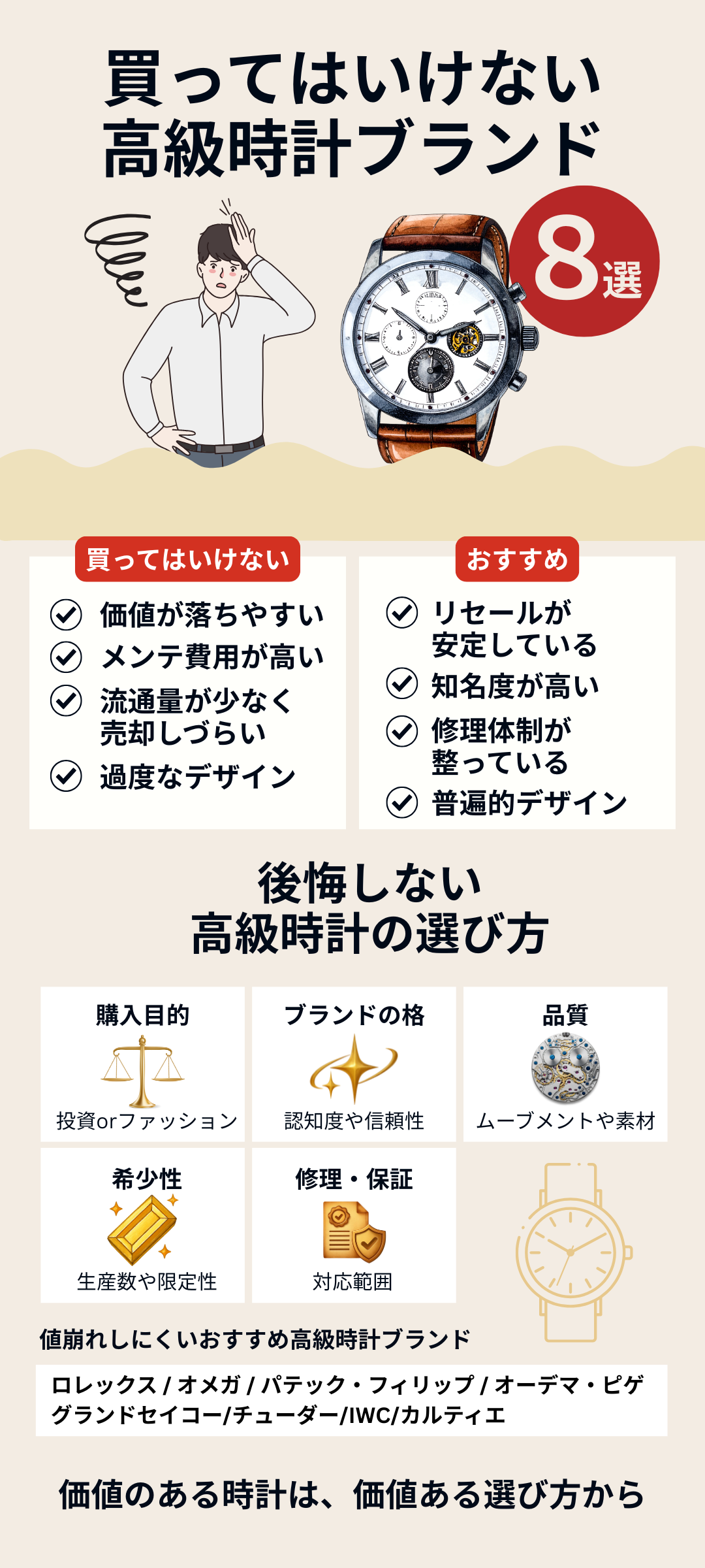 買ってはいけない高級時計ブランド8選|後悔・値崩れしにくいおすすめブランドも