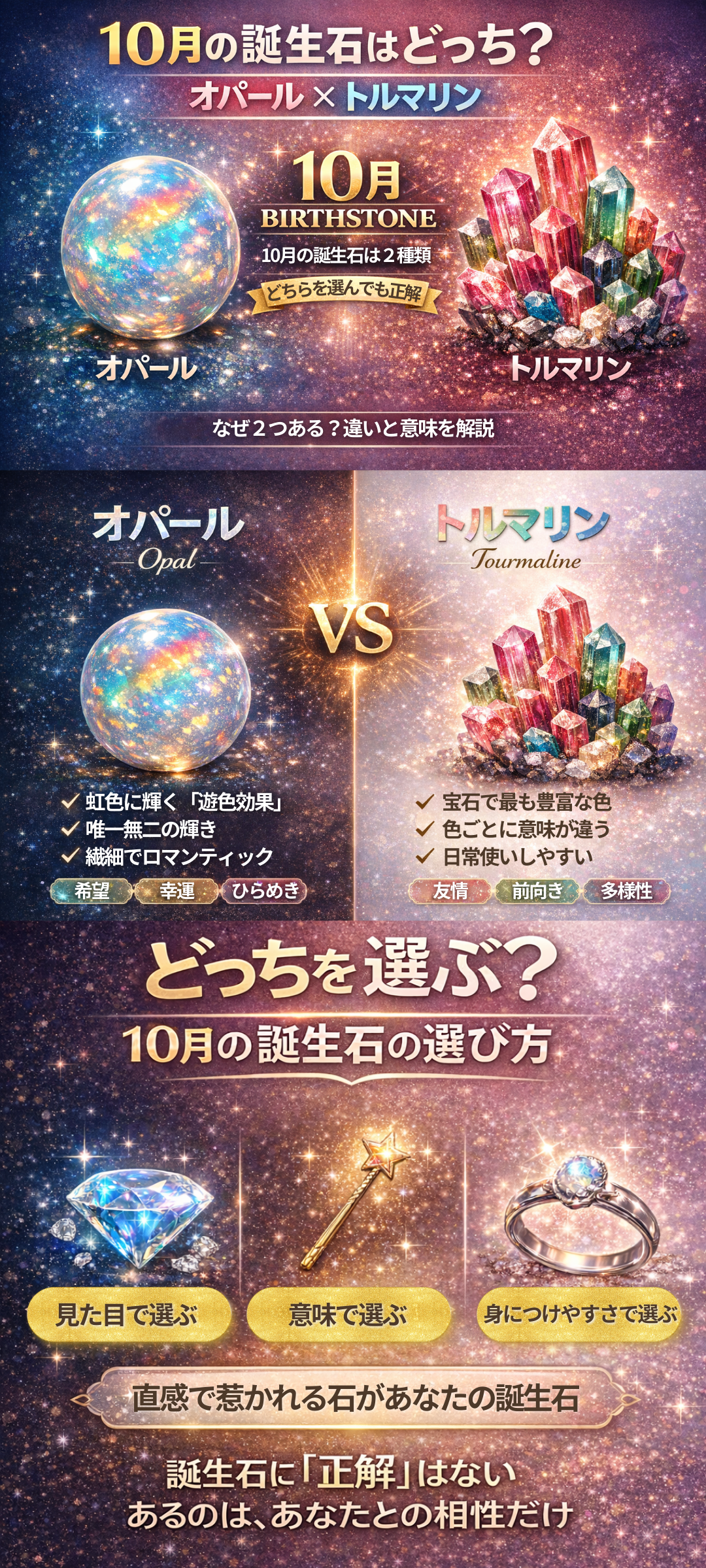 10月の誕生石はオパールとトルマリンのどっち？なぜ2つある？違いや意味を解説