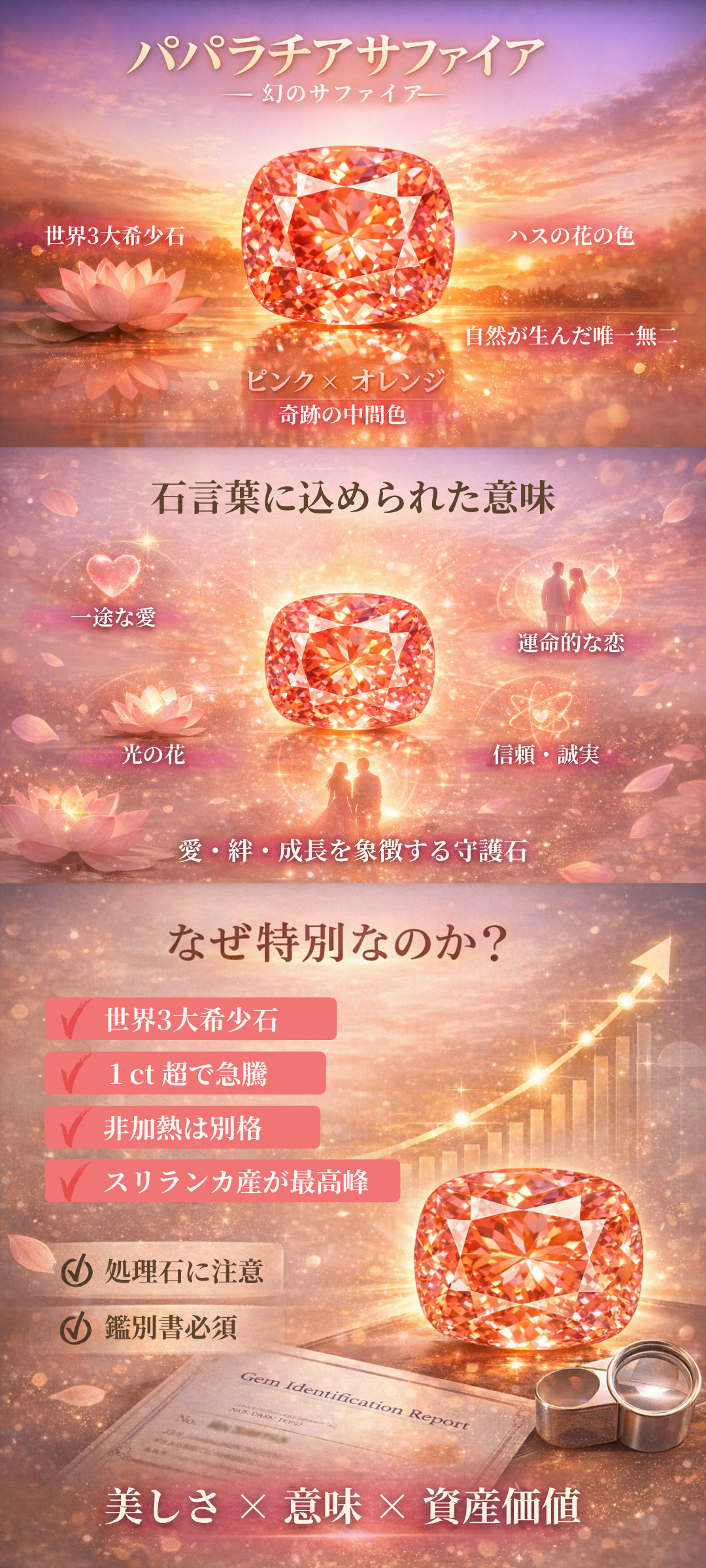 パパラチアサファイアの石言葉とは?希少な宝石の魅力と意味を徹底解説