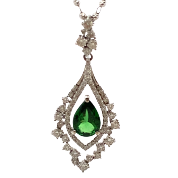 K18WG グロッシュラーガーネット・ダイヤモンド ネックレス/ペンダントトップ 2.04・D1.25ct