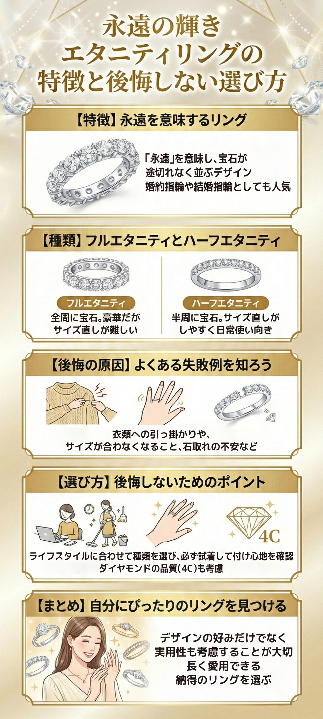 エタニティリングで後悔する理由とは？結婚指輪としての評判と後悔しない選び方